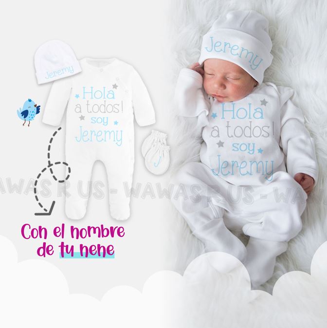 Ajuar Bienvenida "Hola a Todos" Niรฑo