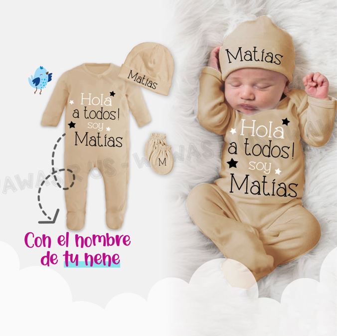 Ajuar Bienvenida "Hola a Todos" Niรฑo